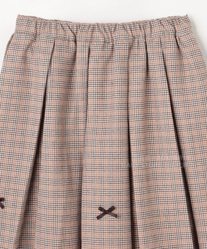 日本童裝 aF#a325 蝴蝶結格仔百摺裙 110-160cm 女童款 秋季 SKIRTS