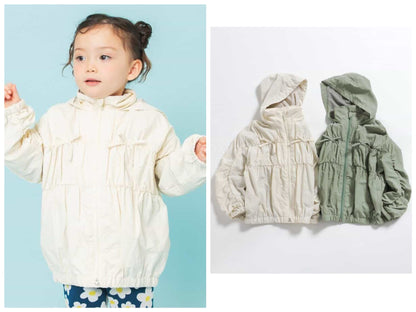 日本童裝 BREEZE 緞帶褶皺風衣 80-140cm 女童款 春季 OUTERWEAR