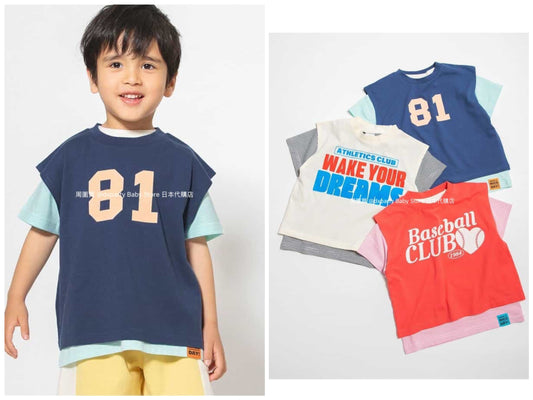 BREEZE Japanese Children's Clothing Vest and Top Two-Piece Set 80-140cm Boys'/Girls' Summer TOPS 