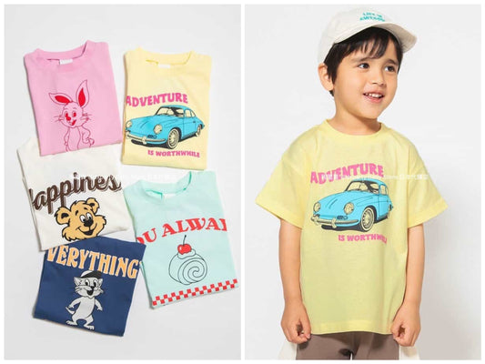 Japanese children's clothing BREEZE printed tops 80-140cm boys/girls summer TOPS 