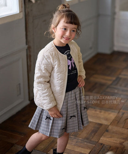 日本童裝 aF#a325 蝴蝶結格仔百摺裙 110-160cm 女童款 秋季 SKIRTS