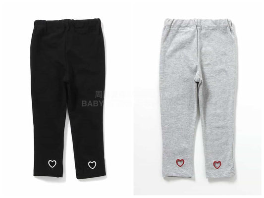 日本童裝 BREEZE 心型刺繡九分長緊身褲 80-130cm 女童款 春季 PANTS