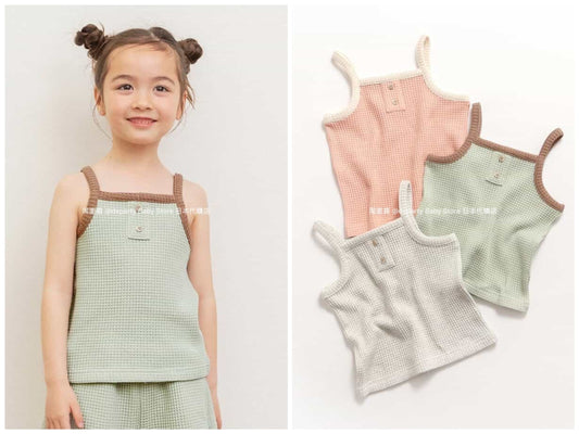 Japanese children's clothing BREEZE waffle camisole top 80-140cm girls summer TOPS 