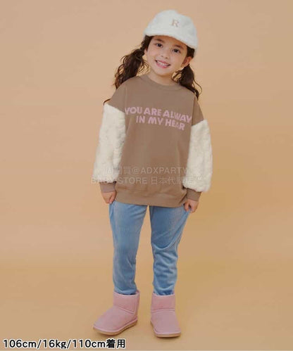 日本童裝 BREEZE 抓毛提花毛絨袖衛衣 80-140cm 男童款/女童款 冬季 TOPS