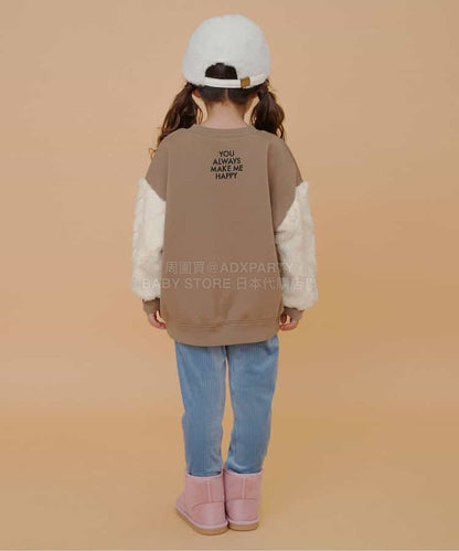 日本童裝 BREEZE 抓毛提花毛絨袖衛衣 80-140cm 男童款/女童款 冬季 TOPS