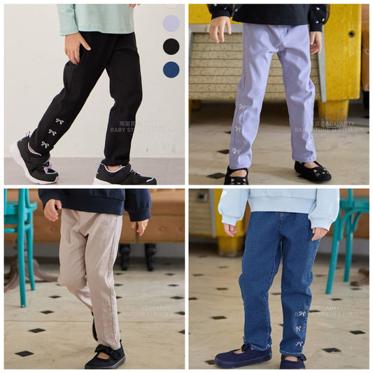 日本童裝 aF#a325 蝴蝶結休閒長褲 100-160cm 女童款 秋季 PANTS