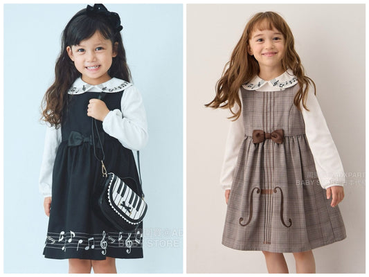 日本童裝 aF#a325 音符連身裙 110-160cm 女童款 秋季 DRESSES 面試/宴會/表演