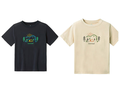 Japanese children's clothing mont-bell UV protection / quick-drying / durable / breathable / odor suppression route asking / forest show / Hokkaido killer whale pattern top XS-XL adult summer TOPS 