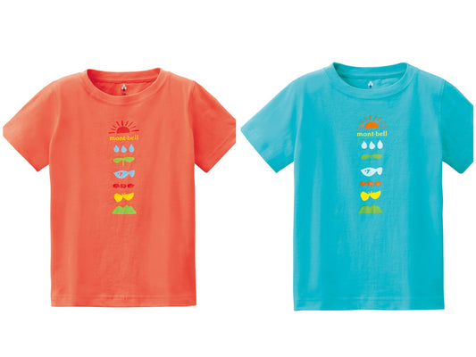 Japanese children's clothing mont-bell UV protection / quick-drying / durable / breathable / odor suppression route asking / forest show / Hokkaido killer whale pattern top XS-XL adult summer TOPS 
