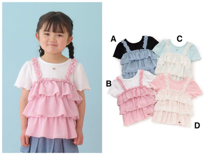 Japanese children's clothing Ly# mine tank top and shorts set 100-150cm girls summer TOPS PANTS 