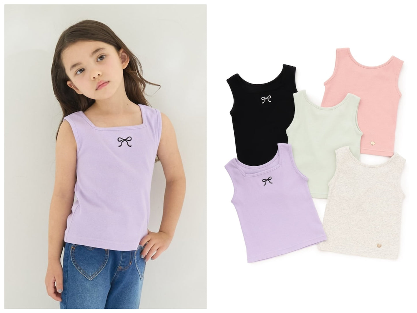 日本童裝 Ly# mine 2Way 前後兩著 刺繡蝴蝶結背心 100-150cm 女童款 夏季 TOPS