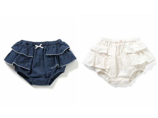 日本童裝 apres les cours x Sanrio 牛仔花邊短褲 70-80cm 女童款 初生嬰兒 夏季 PANTS