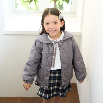 日本童裝 Ly# mine 可拆卸水手領絎縫夾棉外套 100-150cm 女童款 冬季 (適合初秋、香港平均溫度）OUTERWEAR 
