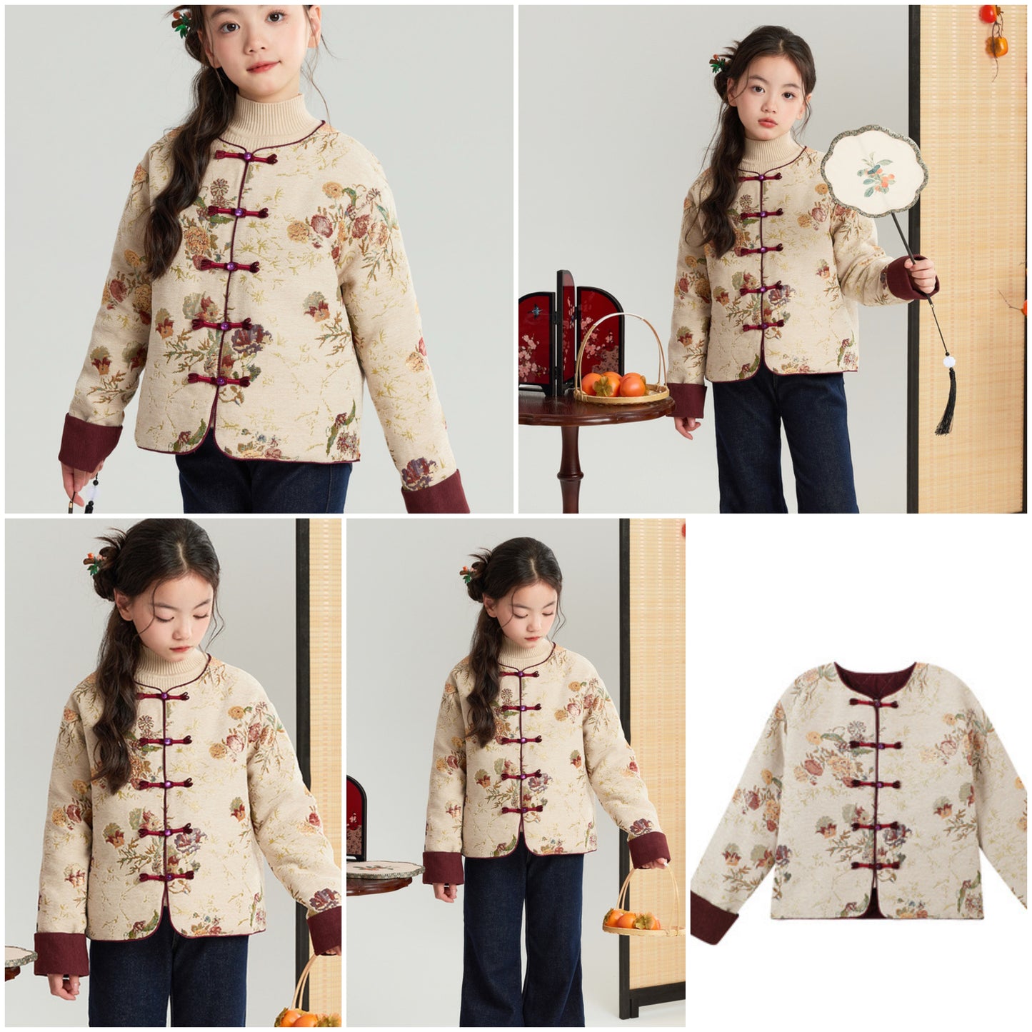 新年童裝 松花煎茶夾棉唐裝外套 110-160cm 女童款 新年中式華服唐裝 新春馬年 2026年