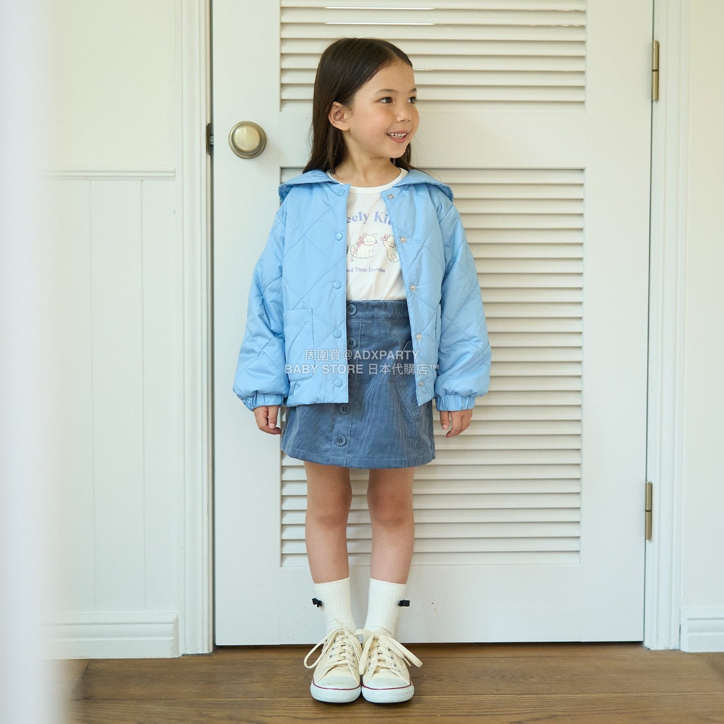 日本童裝 Ly# mine 可拆卸水手領絎縫夾棉外套 100-150cm 女童款 冬季 (適合初秋、香港平均溫度）OUTERWEAR 