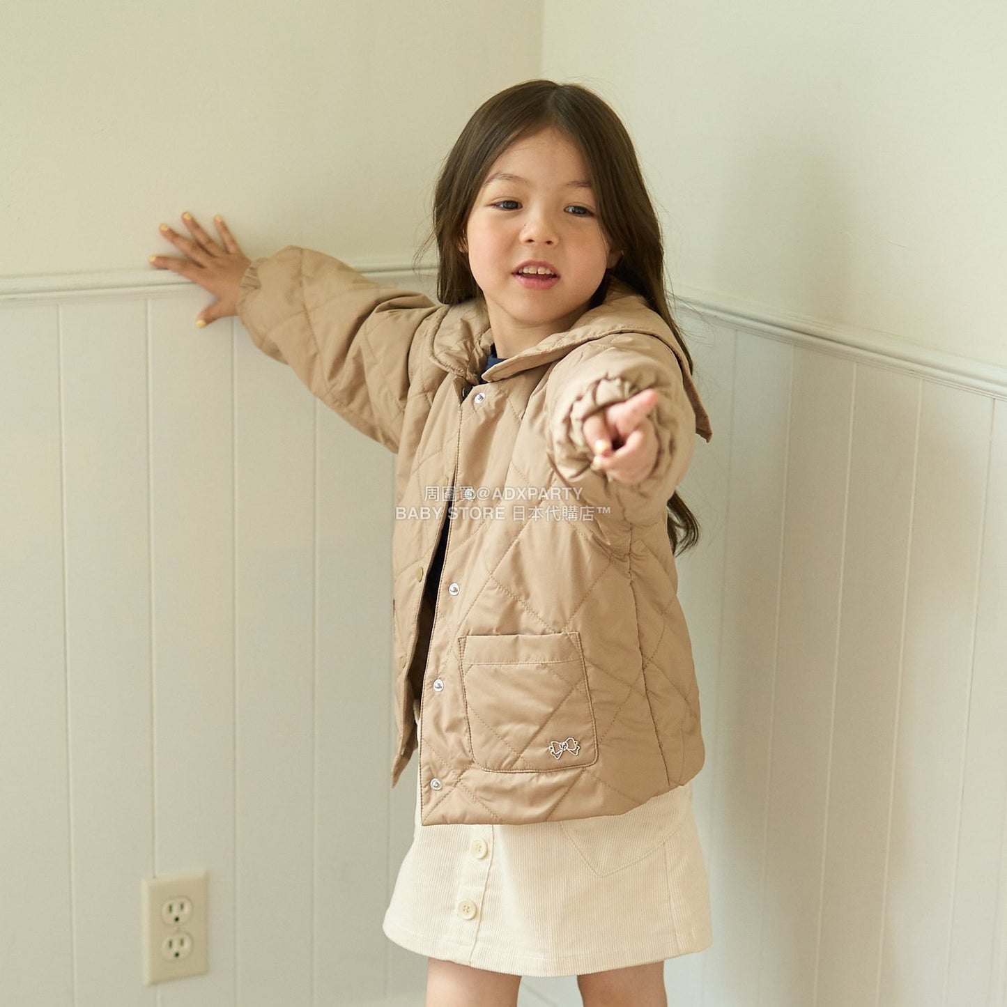 日本童裝 Ly# mine 可拆卸水手領絎縫夾棉外套 100-150cm 女童款 冬季 (適合初秋、香港平均溫度）OUTERWEAR 