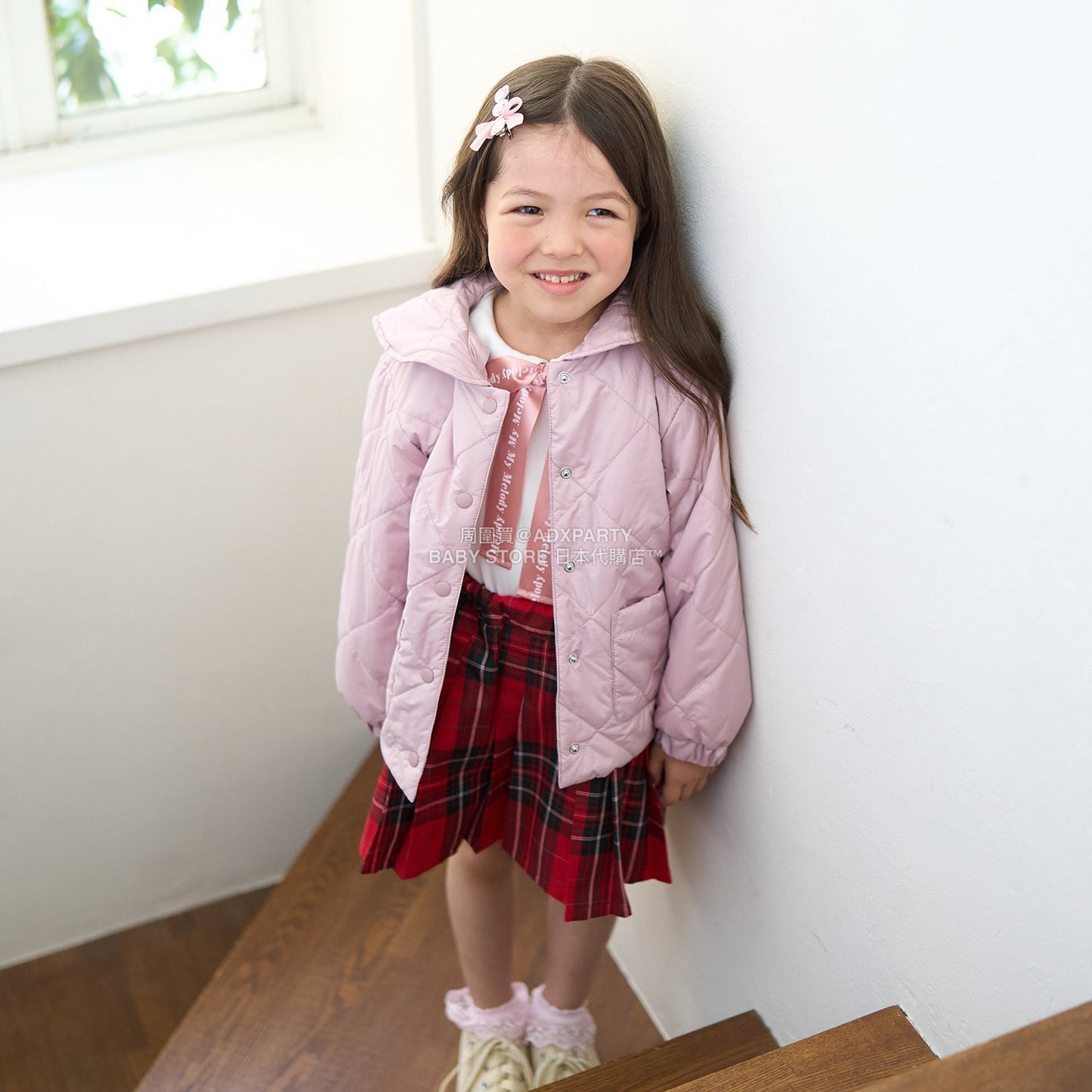 日本童裝 Ly# mine 可拆卸水手領絎縫夾棉外套 100-150cm 女童款 冬季 (適合初秋、香港平均溫度）OUTERWEAR 