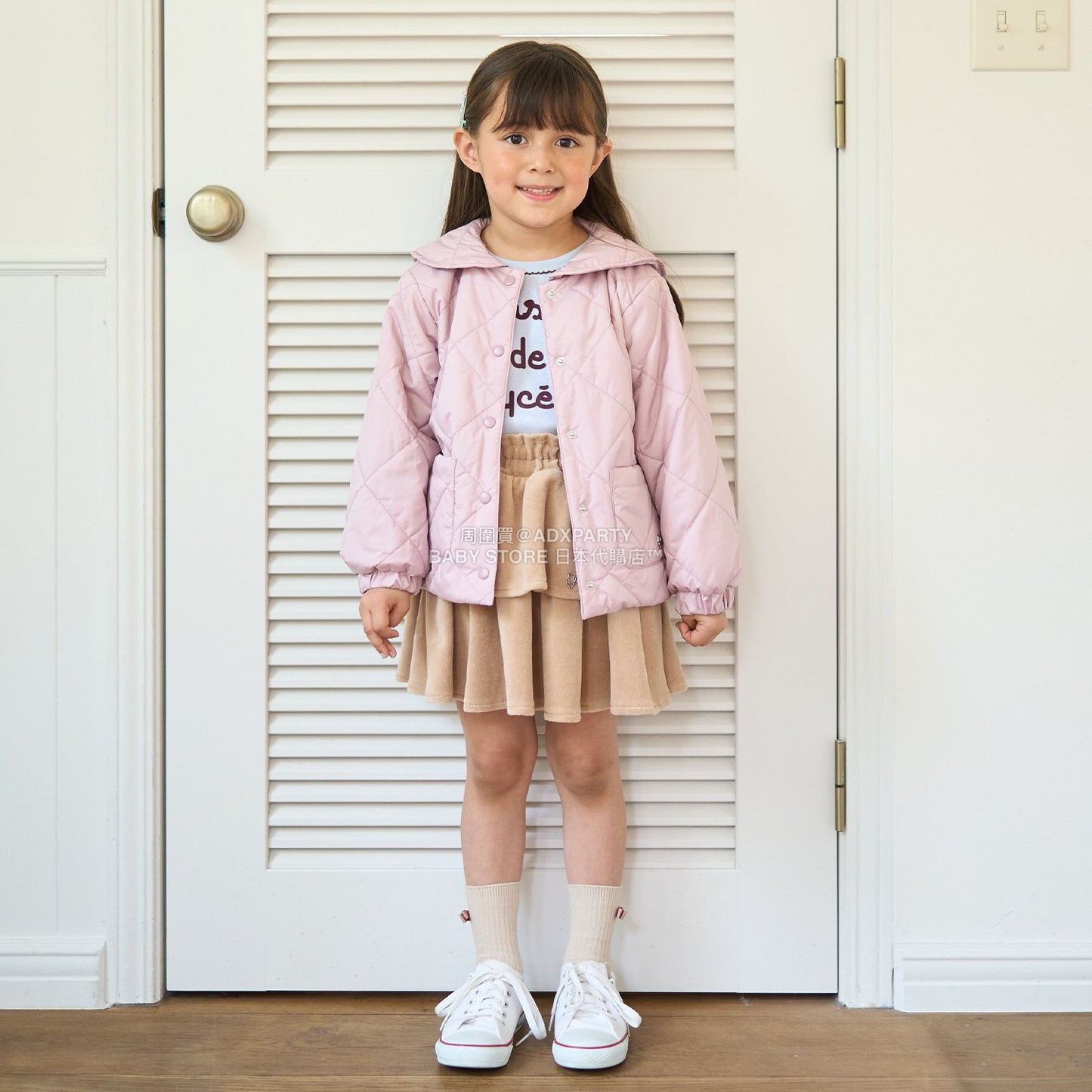 日本童裝 Ly# mine 可拆卸水手領絎縫夾棉外套 100-150cm 女童款 冬季 (適合初秋、香港平均溫度）OUTERWEAR 