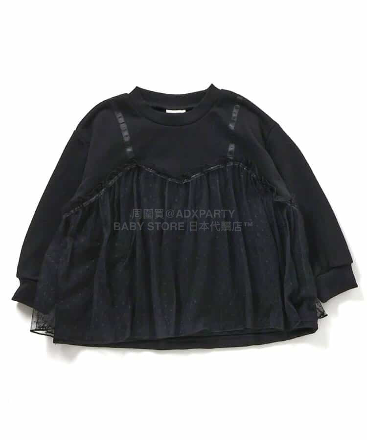 日本童裝 BREEZE 假兩件薄紗上衣 80-140cm 女童款 冬季 TOPS