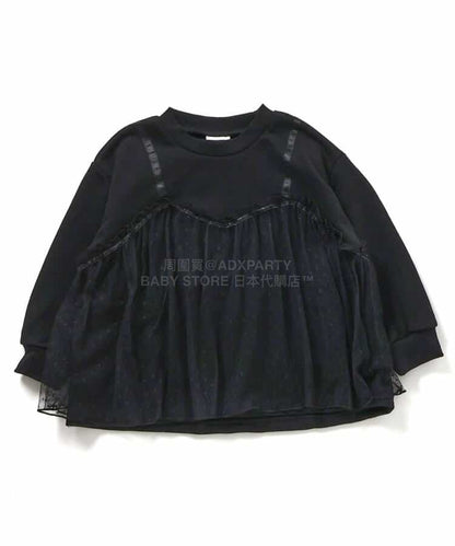 日本童裝 BREEZE 假兩件薄紗上衣 80-140cm 女童款 冬季 TOPS