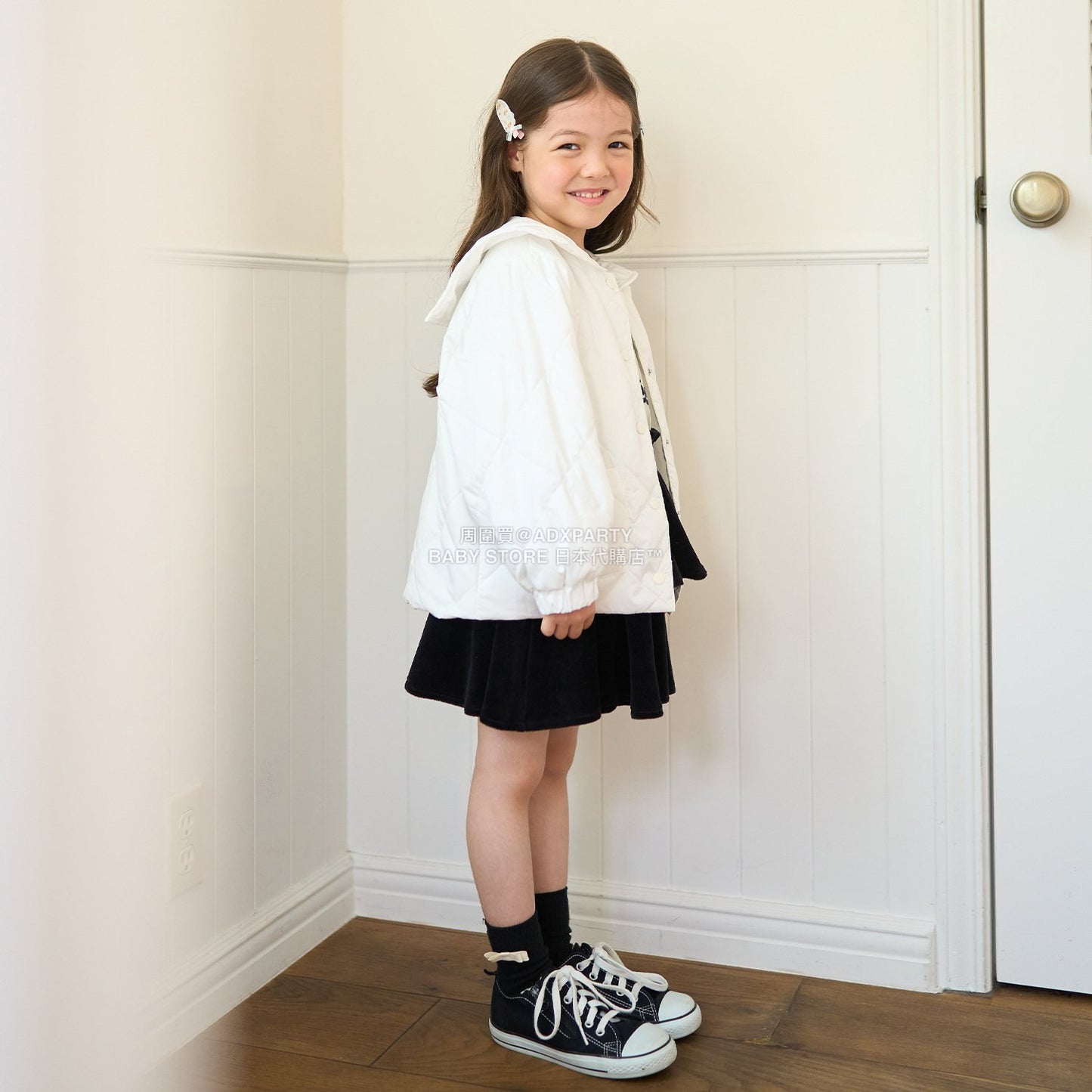 日本童裝 Ly# mine 可拆卸水手領絎縫夾棉外套 100-150cm 女童款 冬季 (適合初秋、香港平均溫度）OUTERWEAR 