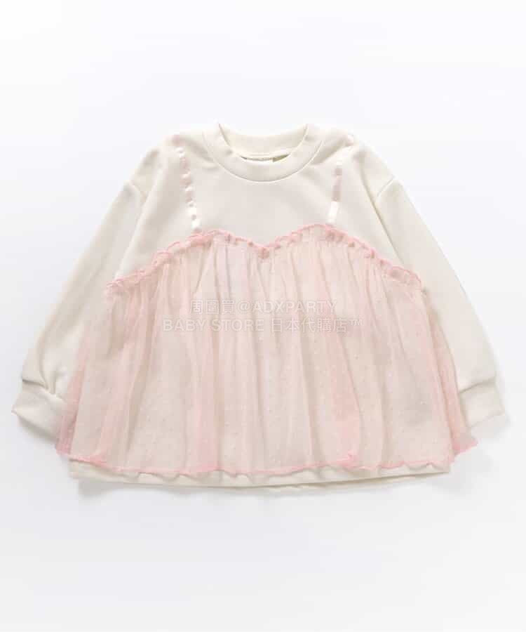 日本童裝 BREEZE 假兩件薄紗上衣 80-140cm 女童款 冬季 TOPS