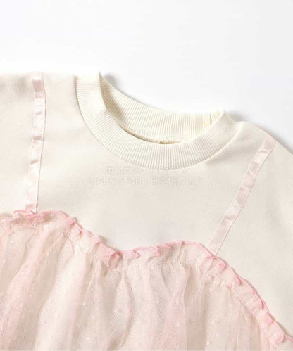 日本童裝 BREEZE 假兩件薄紗上衣 80-140cm 女童款 冬季 TOPS