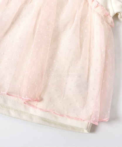 日本童裝 BREEZE 假兩件薄紗上衣 80-140cm 女童款 冬季 TOPS