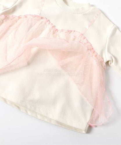 日本童裝 BREEZE 假兩件薄紗上衣 80-140cm 女童款 冬季 TOPS