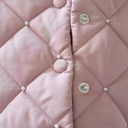 日本童裝 Ly# mine 珍珠絎縫荷葉邊收腰夾棉外套 100-150cm 女童款 冬季 (適合初秋、香港平均溫度）OUTERWEAR 