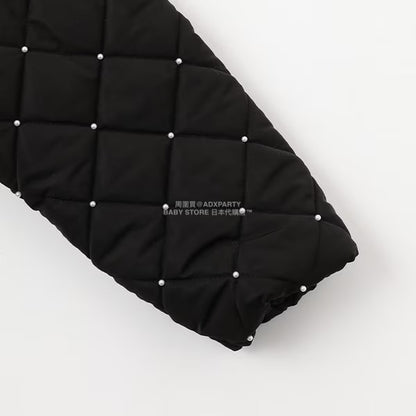 日本童裝 Ly# mine 珍珠絎縫荷葉邊收腰夾棉外套 100-150cm 女童款 冬季 (適合初秋、香港平均溫度）OUTERWEAR 