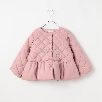 日本童裝 Ly# mine 珍珠絎縫荷葉邊收腰夾棉外套 100-150cm 女童款 冬季 (適合初秋、香港平均溫度）OUTERWEAR 