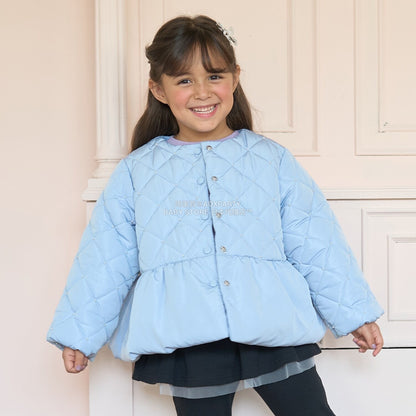 日本童裝 Ly# mine 珍珠絎縫荷葉邊收腰夾棉外套 100-150cm 女童款 冬季 (適合初秋、香港平均溫度）OUTERWEAR 