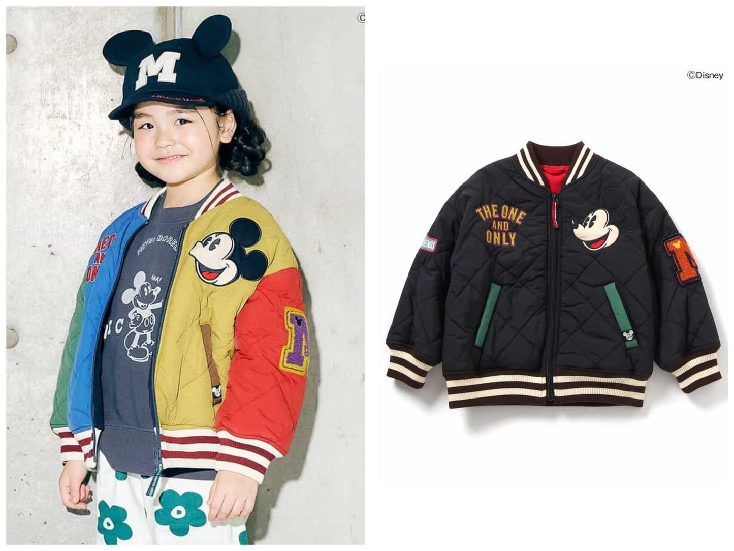 日本童裝 F.O.KIDS x Disney 拼布絎縫夾棉棒球外套 80-150cm 男童款/女童款 秋冬季 (適合初秋、香港平均溫度、寒冷天氣）OUTERWEAR  其他品牌童裝