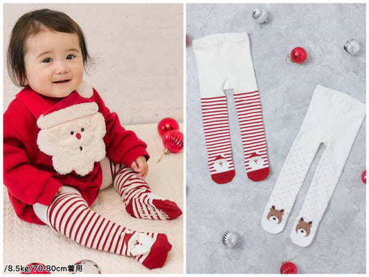 日本童裝 apres les cours 緊身褲 70-80cm 男童款/女童款 初生嬰毛 冬季 PANTS Christmas 聖誕快樂特輯 聖誕服裝/飾物配件 聖誕紅/新年紅