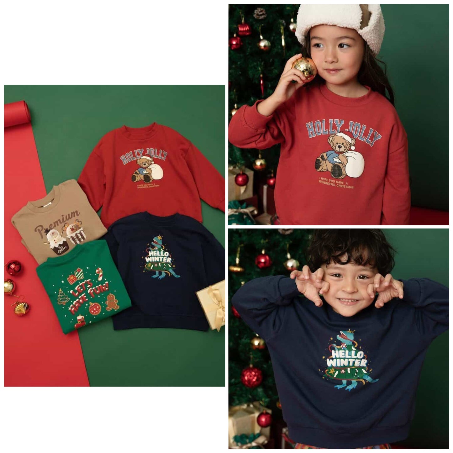 日本童裝 BREEZE 衛衣 80-140cm 男童款/女童款 冬季 Tops Christmas 聖誕快樂特輯 聖誕服裝/飾物配件 聖誕紅/新年紅