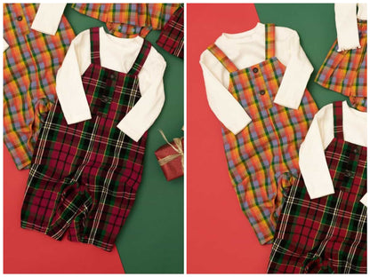 日本童裝 BREEZE 上衣及格仔連衣 80cm 男童款 初生嬰兒 冬季 Jumpsuit Christmas 聖誕快樂特輯 聖誕服裝/飾物配件 聖誕紅/新年紅