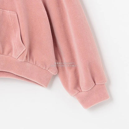 日本童裝 Ly# mine 天鵝絨皺褶拉鍊連帽外套 100-150cm 女童款 冬季 OUTERWEAR