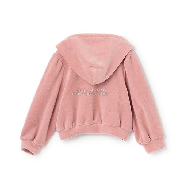 日本童裝 Ly# mine 天鵝絨皺褶拉鍊連帽外套 100-150cm 女童款 冬季 OUTERWEAR