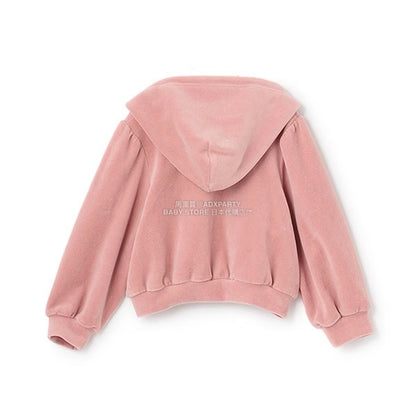 日本童裝 Ly# mine 天鵝絨皺褶拉鍊連帽外套 100-150cm 女童款 冬季 OUTERWEAR