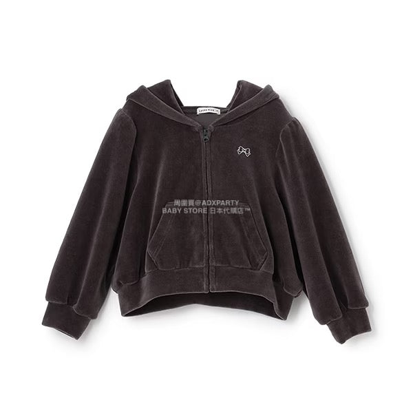 日本童裝 Ly# mine 天鵝絨皺褶拉鍊連帽外套 100-150cm 女童款 冬季 OUTERWEAR