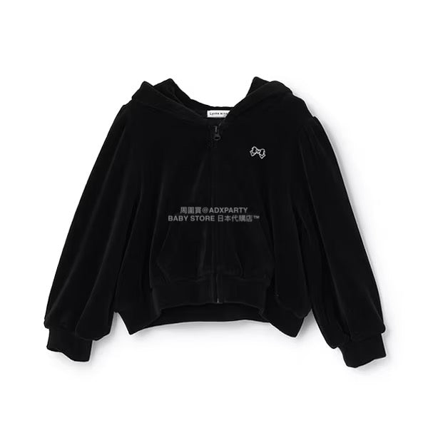 日本童裝 Ly# mine 天鵝絨皺褶拉鍊連帽外套 100-150cm 女童款 冬季 OUTERWEAR