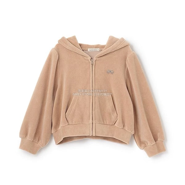 日本童裝 Ly# mine 天鵝絨皺褶拉鍊連帽外套 100-150cm 女童款 冬季 OUTERWEAR