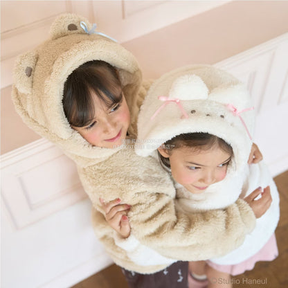 日本童裝 Ly# mine 【Studio Haneul】 毛毛拉鍊連帽衫 100-140cm 女童款 冬季 OUTERWEAR