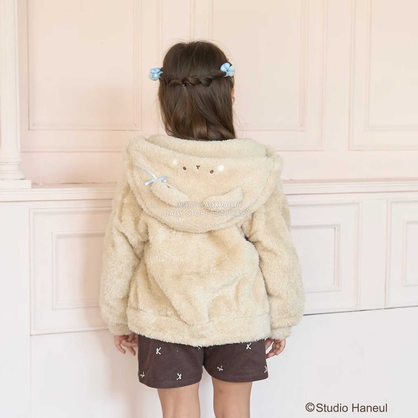 日本童裝 Ly# mine 【Studio Haneul】 毛毛拉鍊連帽衫 100-140cm 女童款 冬季 OUTERWEAR