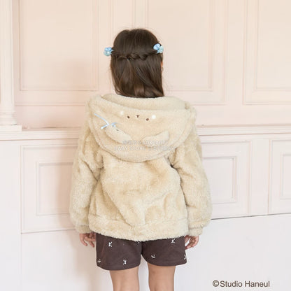 日本童裝 Ly# mine 【Studio Haneul】 毛毛拉鍊連帽衫 100-140cm 女童款 冬季 OUTERWEAR