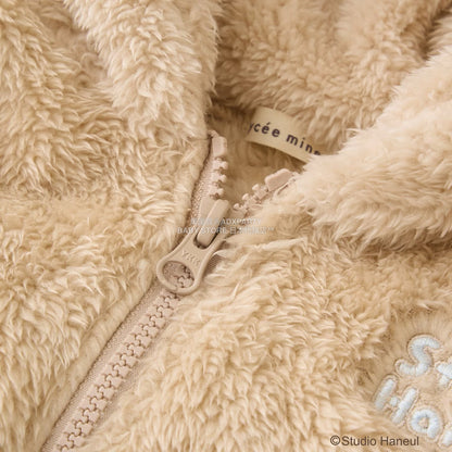 日本童裝 Ly# mine 【Studio Haneul】 毛毛拉鍊連帽衫 100-140cm 女童款 冬季 OUTERWEAR