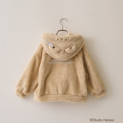 日本童裝 Ly# mine 【Studio Haneul】 毛毛拉鍊連帽衫 100-140cm 女童款 冬季 OUTERWEAR