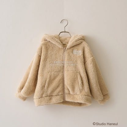日本童裝 Ly# mine 【Studio Haneul】 毛毛拉鍊連帽衫 100-140cm 女童款 冬季 OUTERWEAR
