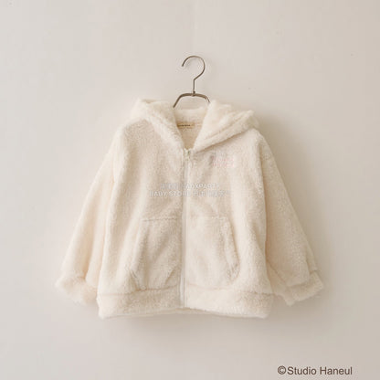 日本童裝 Ly# mine 【Studio Haneul】 毛毛拉鍊連帽衫 100-140cm 女童款 冬季 OUTERWEAR